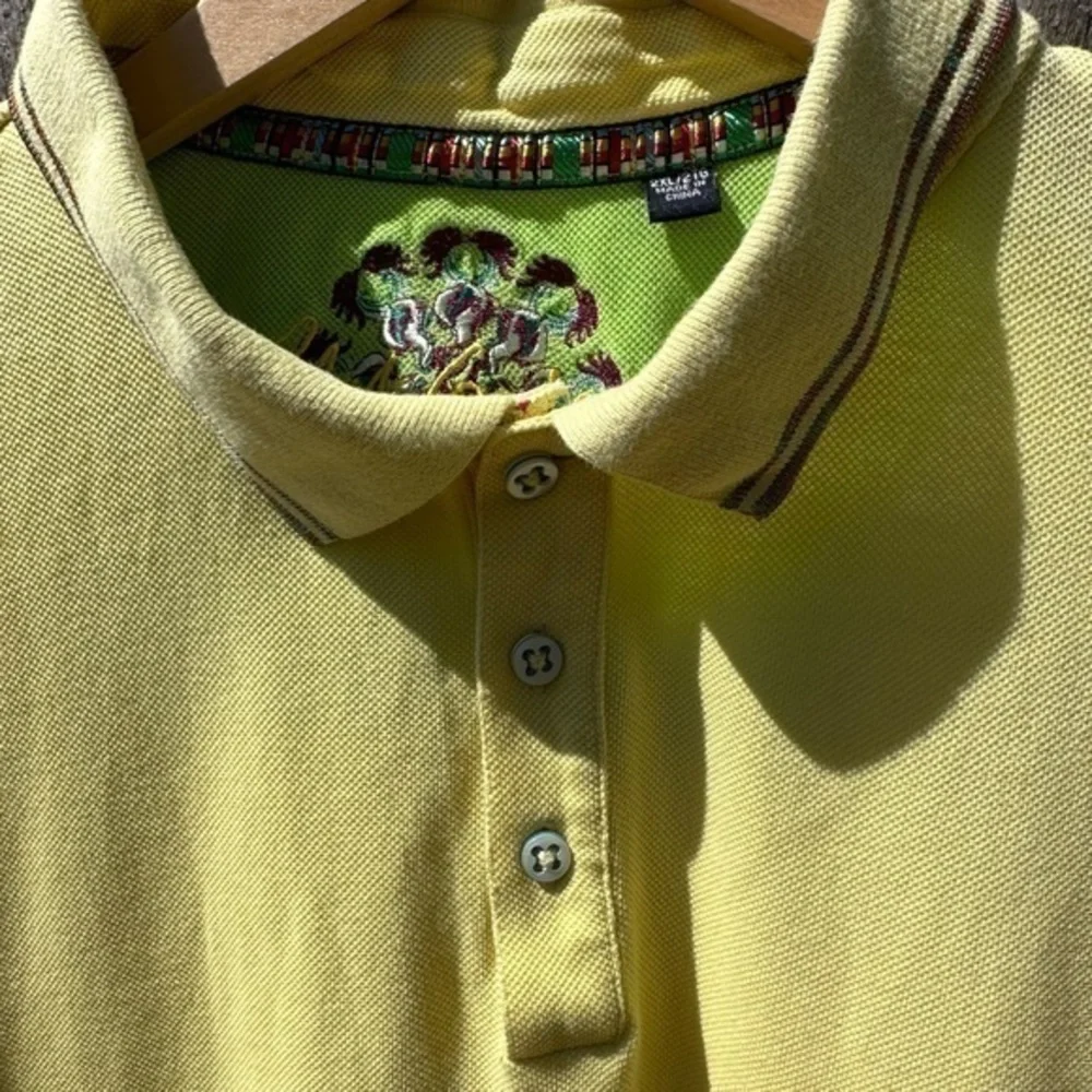 Robert Graham Men's Yellow‎ Button Front Twin Tipped Polo Shirt (2XL)